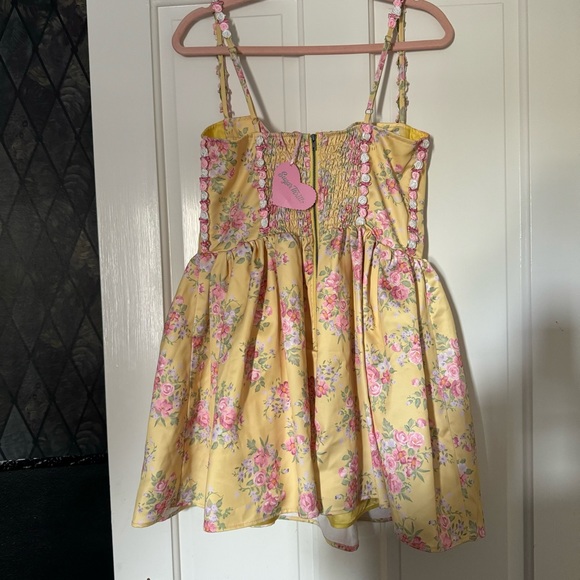 Sugar Thrillz | Dolls Kill Yellow Floral Princess Party Mini Dress - Picture 4 of 12
